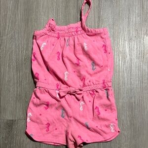 Pink Kids Romper with Seahorse Print